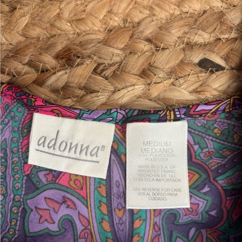 Vintage Adonna Medium Purple Paisley Y2K Slip Dress with Keyhole Cutout - Picture 4 of 7